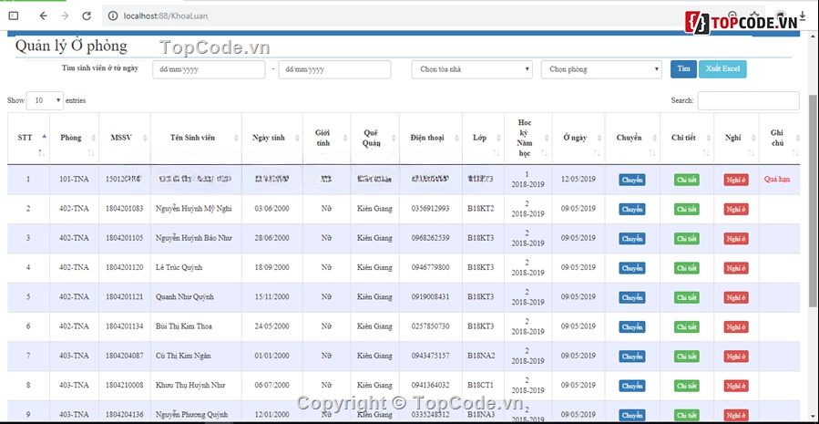 đồ án php,full báo cáo,quản lý ký túc xá
